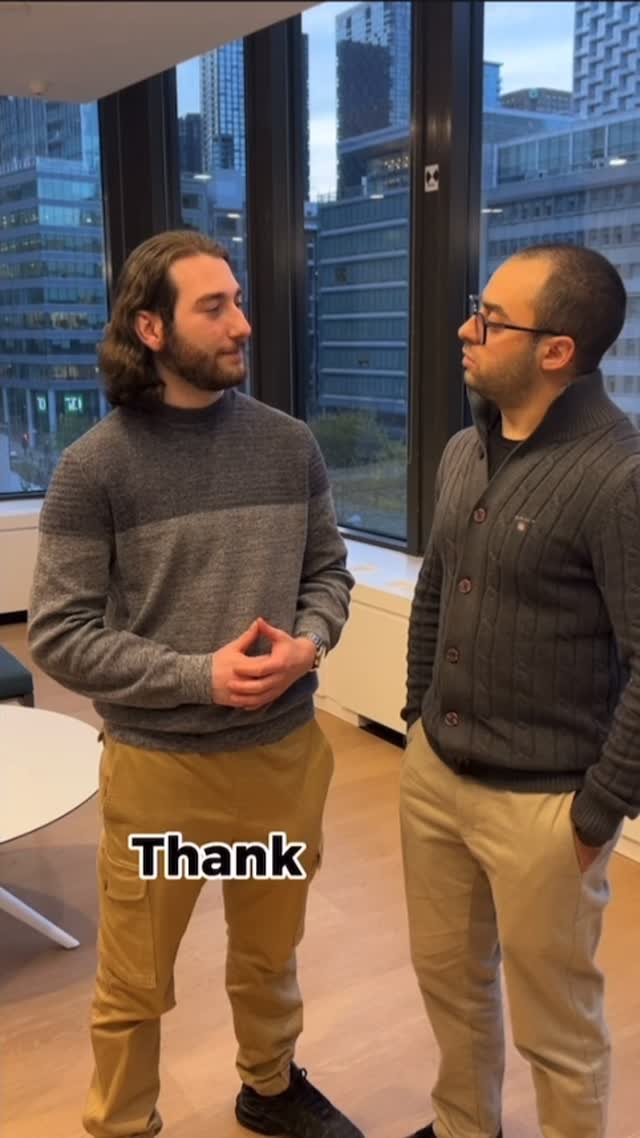 Luca in conversation with a fellow Montréal community builder